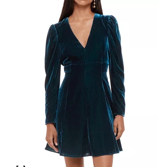 Whistles Charley velvet Blue Long Sleeve Dress